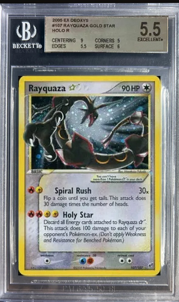 Rayquaza Gold Star σε Beckett slab, βαθμός 5.5